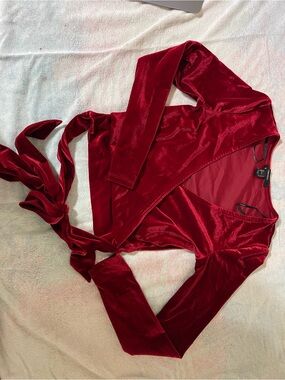 Forever 21 Velvet Wrap Top in Deep Red
